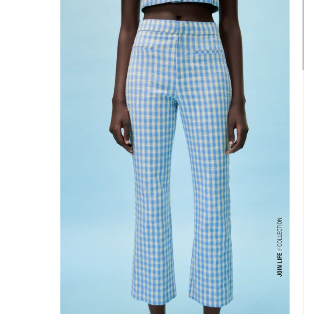 Zara Blue Gingham Mini Flare Pants-SOLD OUT ONLINE